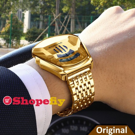 BINBOND Fashion Men Watch Creative Dila Geometric Shape Cool Locomotive Men Stainless Steel Strap Quartz Watch